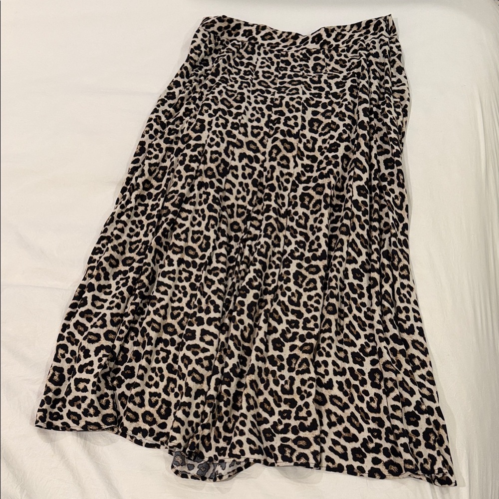 H&M Leopard Print A-Line Skirt